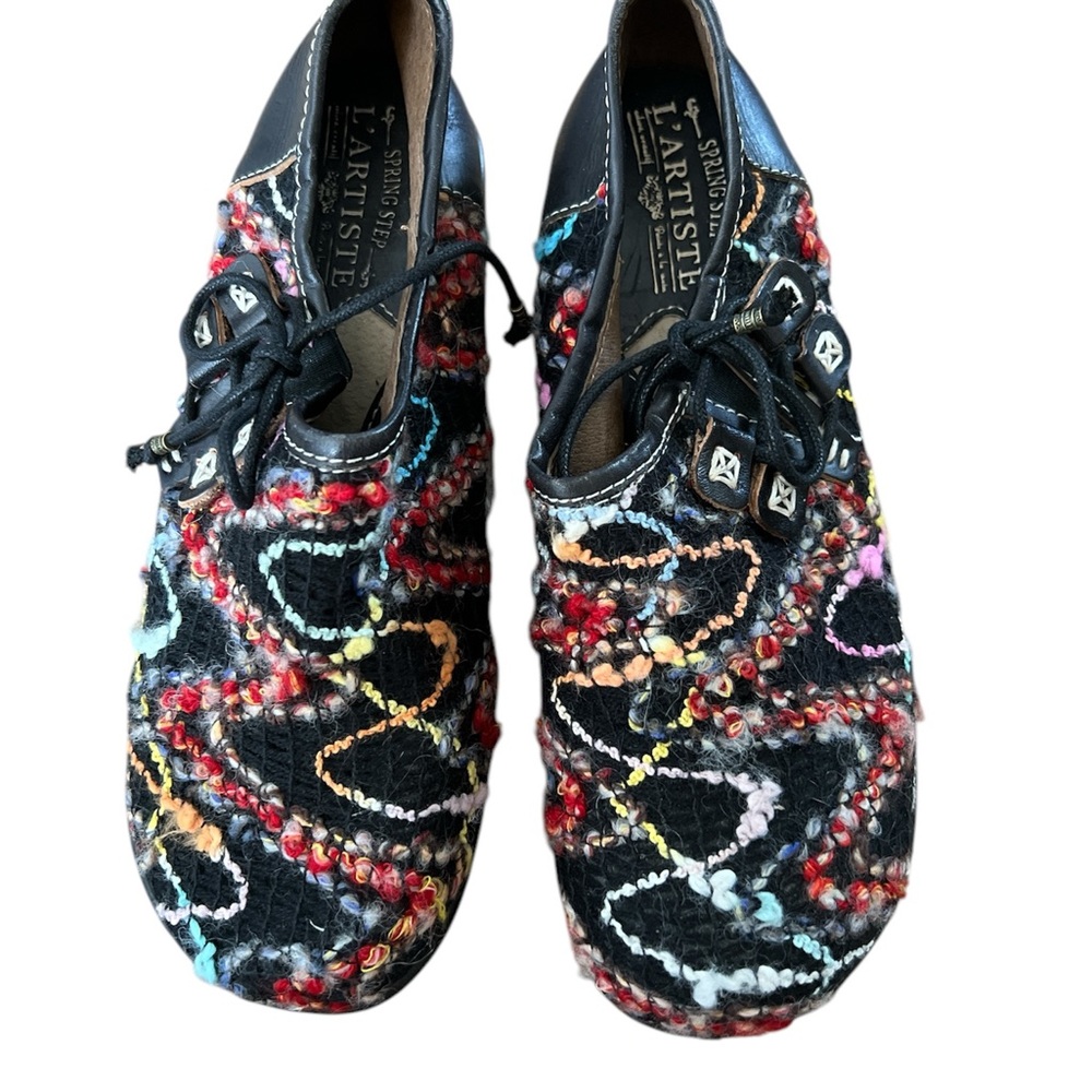 SPRING STEP L’Artiste Argentina Leather Textile Upper Clog like new